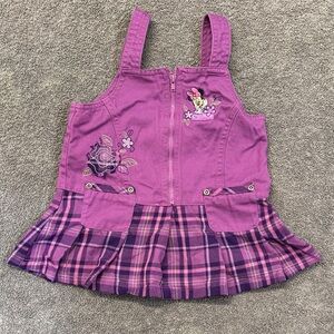 Vintage Disney (Minnie) Purple Plaid Kids Skirt with Floral Embroidery